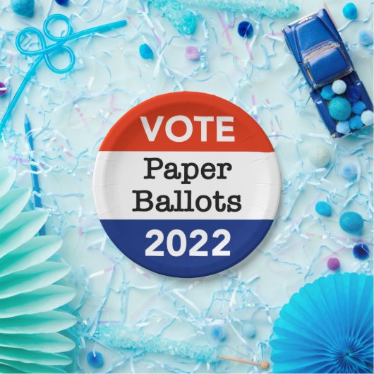 Abstimmung: Stimmzettel 2022 für die Halbzeitwahl Pappteller (Party)