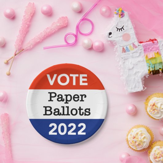 Abstimmung: Stimmzettel 2022 für die Halbzeitwahl Pappteller (Party)