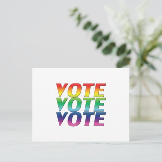 "Abstimmung" Stolz lgbtq lgbt Regenbogen weiß Postkarte (Stehend Vorderseite)
