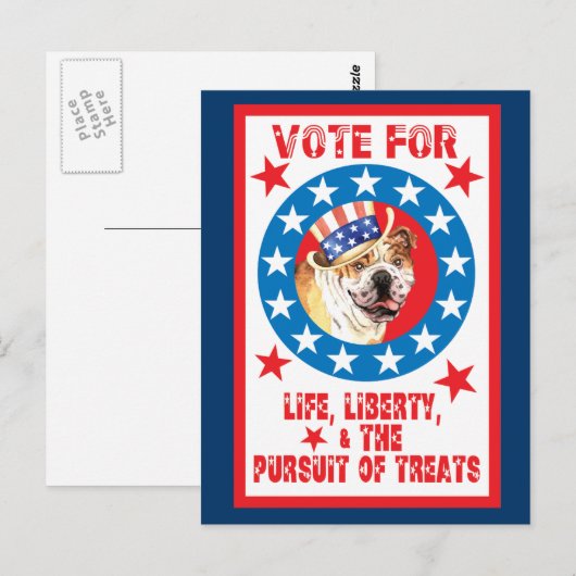 Abstimmung über Bulldog Postkarte (Vorne/Hinten)