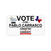 Abstimmung über Pablo Carrasco Adressaufkleber (Vorne)