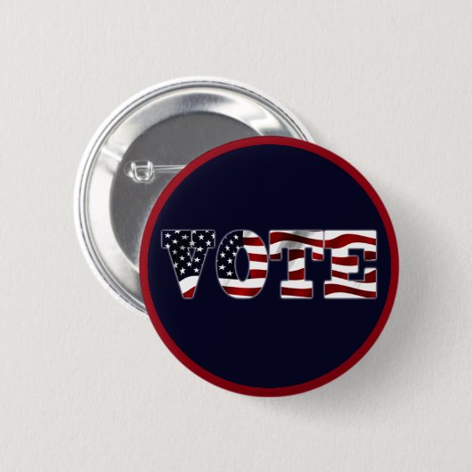 Abstimmung USA Flag Blue Red Design Button (Vorne & Hinten)