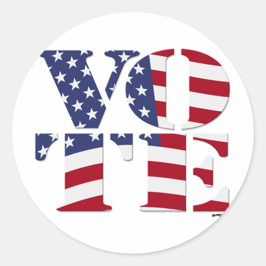 ABSTIMMUNG "V O T E" mit US-FLAG Runder Aufkleber (Vorderseite)