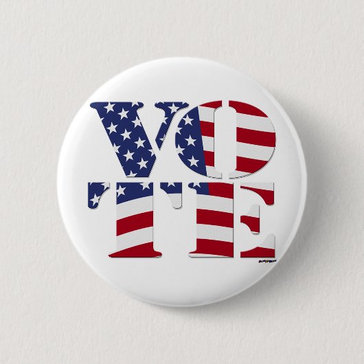 ABSTIMMUNG "V O T E" mit US-FLAGGE Button (Vorderseite)