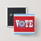 ABSTIMMUNG Wahl-Knopf - Quadrat/Rot Button (Vorne & Hinten)