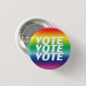 Abstimmung - Weiß, Stolz Lgbtq Regenbogen Button (Vorne & Hinten)