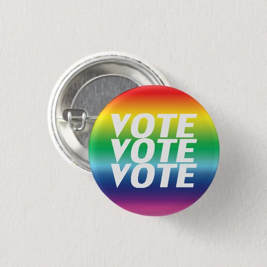 Abstimmung - Weiß, Stolz Lgbtq Regenbogen Button (Vorne & Hinten)