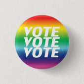 Abstimmung - Weiß, Stolz Lgbtq Regenbogen Button (Vorderseite)