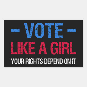 Abstimmung wie ein Mädchen, auf das Ihre Rechte an Rechteckiger Aufkleber