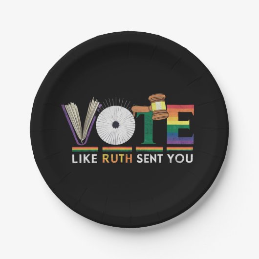 Abstimmung wie Ruth Sent you Gavel Feminists LGBbt Pappteller (Vorderseite)