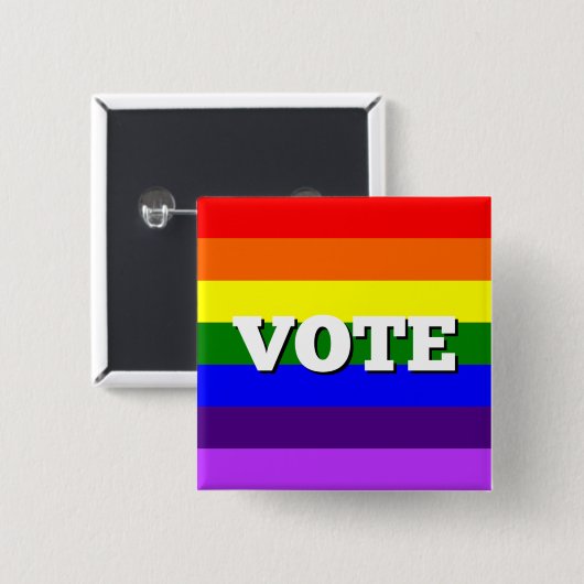 Abstimmungs-Knopf auf Regenbogen-Hintergrund Button (Vorne & Hinten)