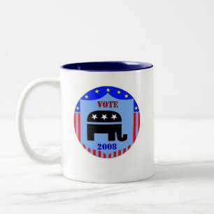 ABSTIMMUNGS-REPUBLIKANER-IM JAHRE 2008 ZWEIFARBIGE TASSE