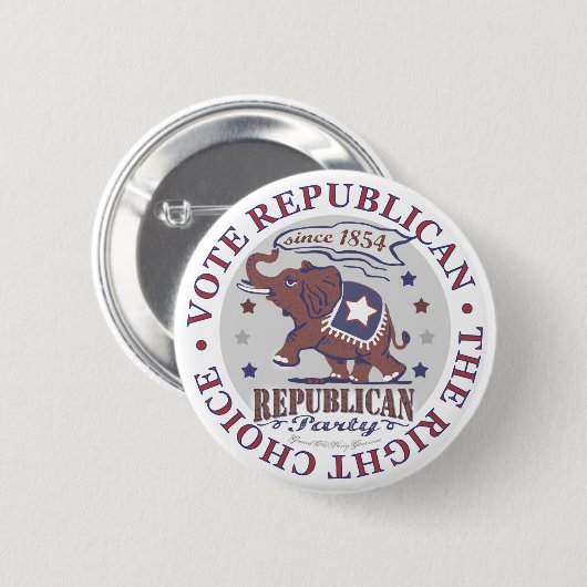 Abstimmungs-republikanischer Elefant-Knopf Button (Vorne & Hinten)