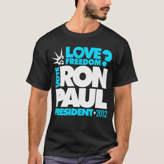 ABSTIMMUNGS-RON PAUL PRÄSIDENT Liebe Freiheit T-Shirt (Vorderseite)