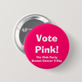 Abstimmungs-Rosa! , Der rosa PartyBreast Krebs Button (Vorne & Hinten)