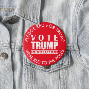 Abstimmungs-Trumpf-Abnutzungs-Rot zur Button
