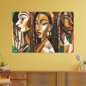 ABSTR_24_003, Abstrakte kubistische Gesichter Art Leinwanddruck (Insitu (Wohnzimmer))