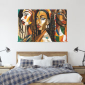 ABSTR_24_003, Abstrakte kubistische Gesichter Art Leinwanddruck (Insitu (Schlafzimmer))