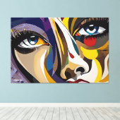 ABSTR_24-011, Abstrakte Gesichtskunst Leinwanddruck (Insitu (Holzboden))