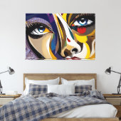 ABSTR_24-011, Abstrakte Gesichtskunst Leinwanddruck (Insitu (Schlafzimmer))