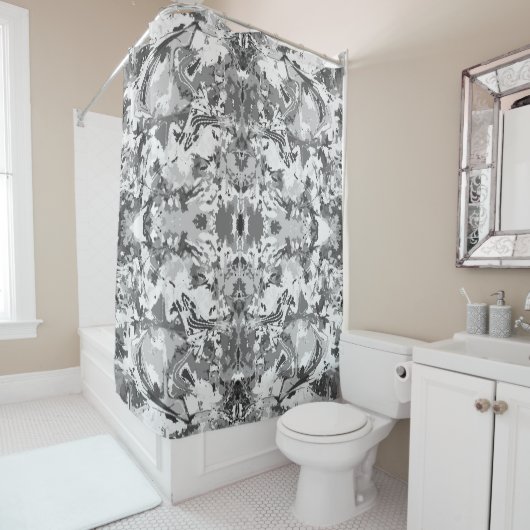 Abstrack Schwarz-Weiß exklusives Modedesign Duschvorhang (Beispiel)