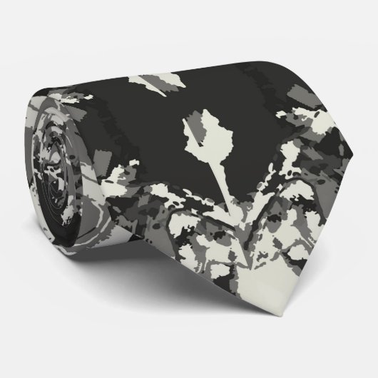 Abstrack Schwarz-Weiß exklusives Modedesign Krawatte (Gerollt)