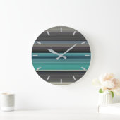 Abstract #1: Teal and grey Große Wanduhr (Zuhause)