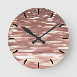 Abstract #3: Copper Rose Gold shimmer Runde Wanduhr
