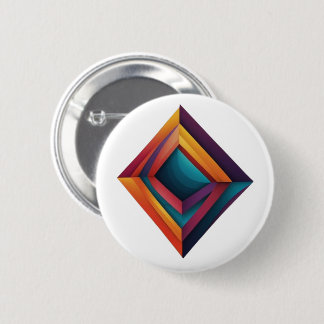 Abstract 3D Geometric Diamond Gradient Art Button