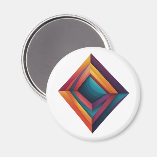 Abstract 3D Geometric Diamond Gradient Art Magnet (Vorderseite/Rückseite)