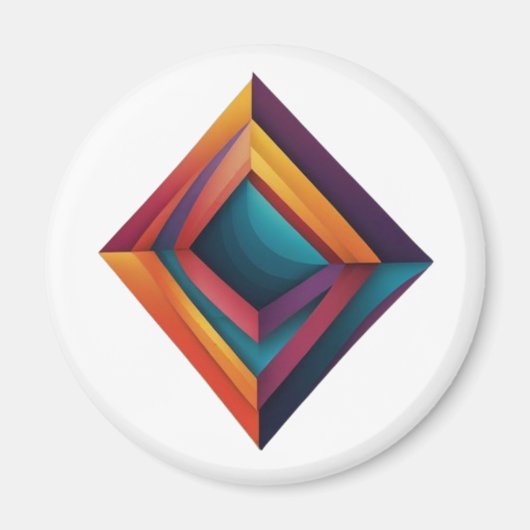Abstract 3D Geometric Diamond Gradient Art Magnet (Vorne)