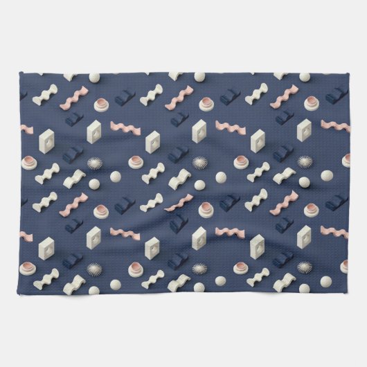 Abstract 3D geometric shapes Geschirrtuch (Horizontal)