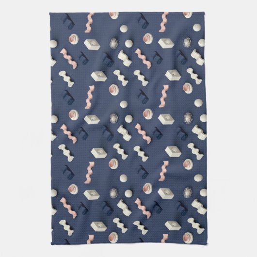 Abstract 3D geometric shapes Geschirrtuch (Vertikal)