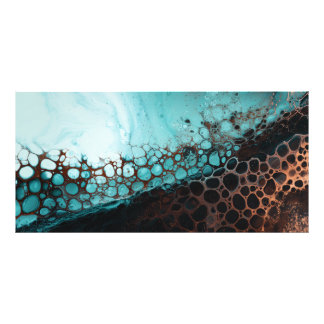 Abstract Acryl Cells Art Cyan Copper Fotodruck