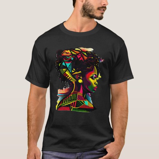 Abstract African Attire Beautiful Black Queen Colo T-Shirt (Vorderseite)