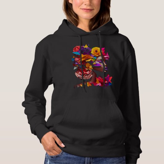 Abstract African Black Origami Hair Queen Paris Sk Hoodie (Vorderseite)