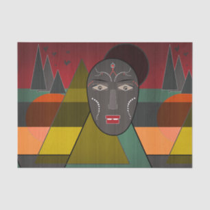 Abstract african mask in retro vintage colors seidenpapier