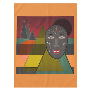 Abstract african mask in retro vintage colors tischdecke
