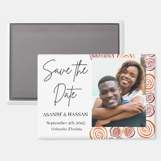 Abstract African Shape Photo Wedding Save the Date Magnet (Vorderseite/Rückseite)
