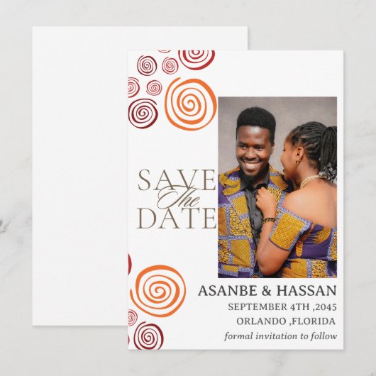 Abstract African Shape Wedding Save the Date Card (Vorne/Hinten)