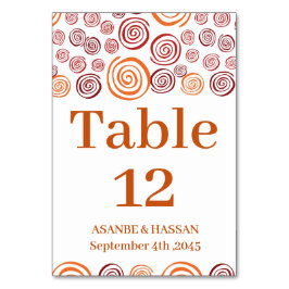 Abstract African Shape Wedding Table Number Card Tischnummer