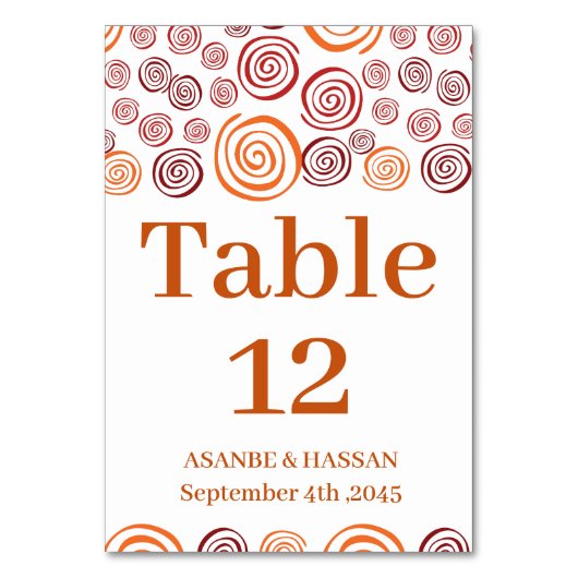 Abstract African Shape Wedding Table Number Card  Tischnummer (Vorderseite)