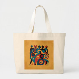 Abstract African Women Geometric Art Retro Gold Bo Jumbo Stoffbeutel