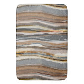 Abstract Agate Stripes Neutral Earth Tones Badematte (Vorderseite Vertikal)