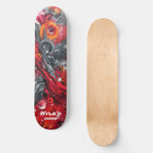 Abstract airbrush street art in reds and grays skateboard (Vorderseite)