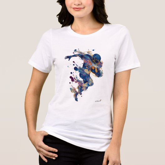 Abstract American Football Player | Fluid Ink Wate Tri-Blend Shirt (Vorderseite)