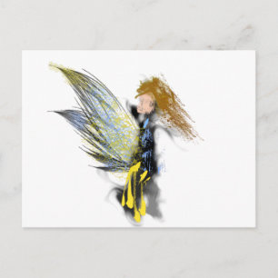 Abstract Angel in Blue and Yellow Postkarte