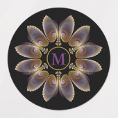 Abstract Angel Wings Mandala Fractal Monogram Etiketten (Design 2)