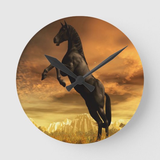 Abstract Animal Black Horse Runde Wanduhr (Vorderseite)