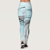 Abstract Anthracite Gray Blue Modern Fractal Art Leggings (Rückseite)